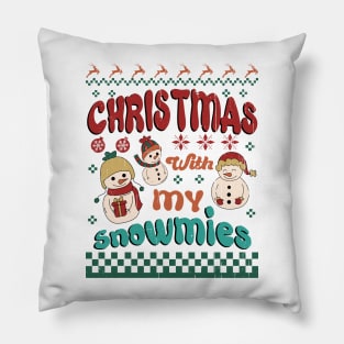 Christmas With My Snowmies, Retro Christmas Pillow