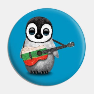 Baby Penguin Playing Bulgarian Flag Guitar Pin