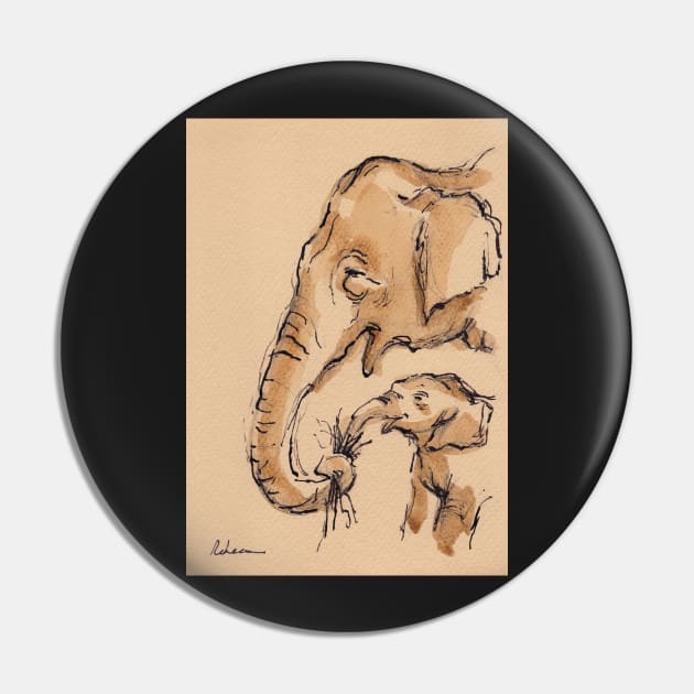 Snack Time:  Baby Elephant & Mama Watercolor Painting #13 Pin by tranquilwaters