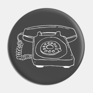 Sketchy Old Retro Rotary Phone - White Lines Pin