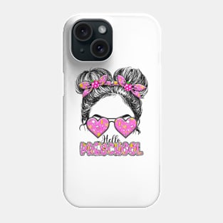 Kids Hello Preschool Messy Bun Girls Pre-k Back To School Phone Case