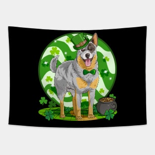 Australian Cattle Dog St Patricks Day Leprechaun Tapestry