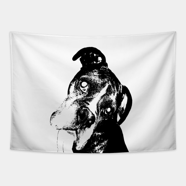 Black and White Boxer Tapestry by Caden Davis Designs
