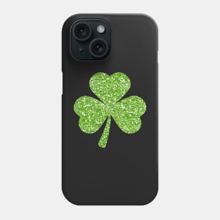 St Patricks Day, Green Faux Glitter 3 Leaf Clover Phone Case