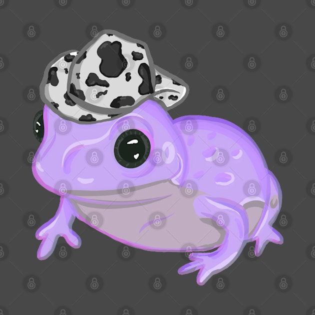 Purple Frog Wearing Cowboy Hat by RoserinArt