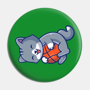 Cute Cat Playing Ball Cartoon (3) Pin