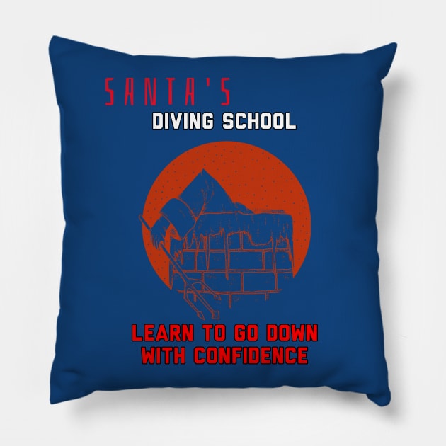 Santa's diving school, learn to go down with confidence Pillow by Kishu