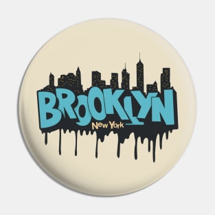 New York Brooklyn - Brooklyn Schriftzug - Brooklyn Logo mit skyline Pin