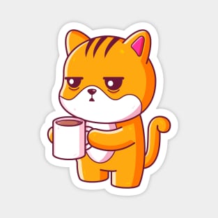 Cute cat drinking coffee Magnet