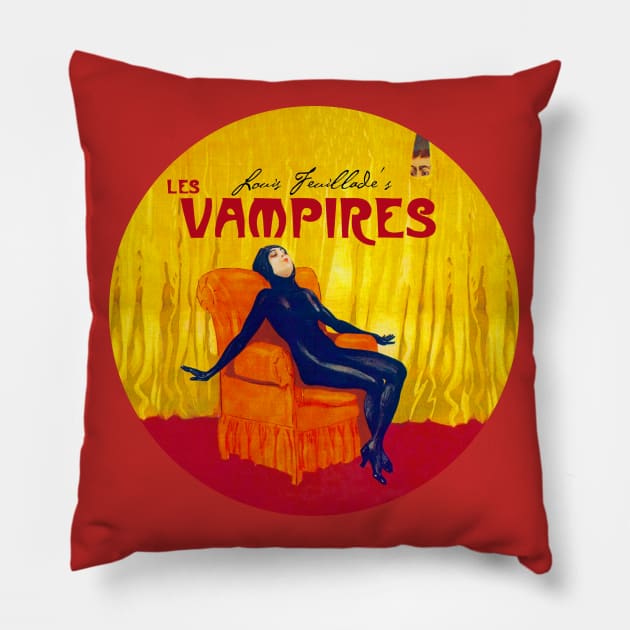 Les Vampires Louis Feuillade Pillow by ChromaticD