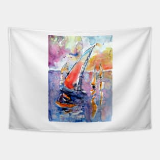 Sailboat at sea Tapestry