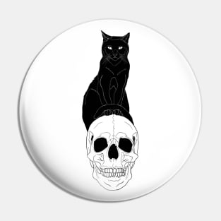 Halloween Design - Cat with Skull & Jaw Pin