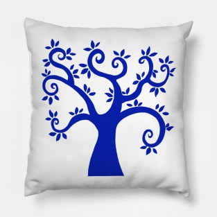 Blue fancy tree graphic Pillow