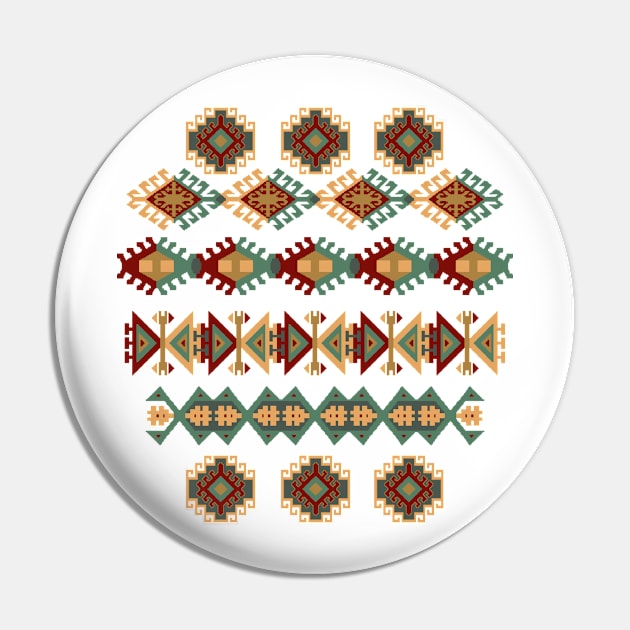 Navajo Pattern Tribal Ethnic Hand Drawn Pin by justrachna