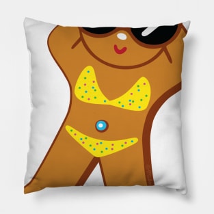 Tan Gingerbread Girl Holiday Pillow