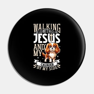 Jesus and dog - Cavalier King Charles Spaniel Pin