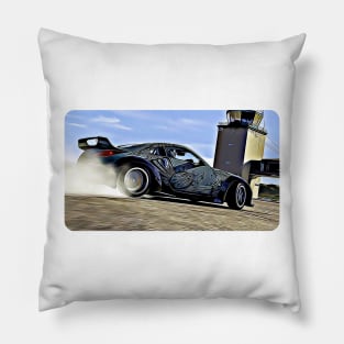 350z Custom Drift Cartoon Drawing Action Print Pillow