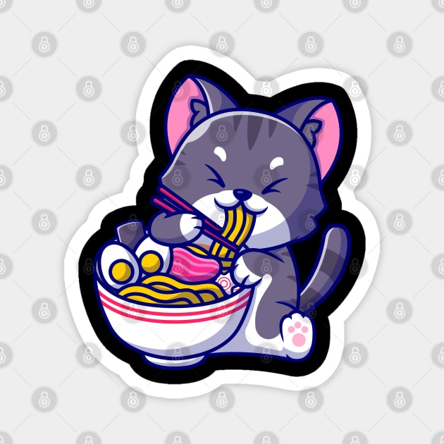 Cat Kawaii Anime Japanese Ramen Food Girls Official Teenager Magnet by ValareanCie