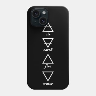 Elements Air Earth Water Fire white text Phone Case