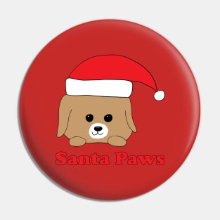 Santa Paws Dog in Christmas Hat Pin