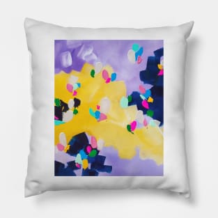 Colorful Contemporary Painting , Yellow and Purple Abstract Painting Pillow