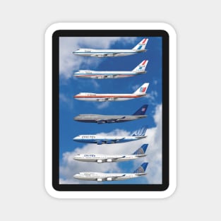 United Airlines Full Complement of 747 Liveries Magnet