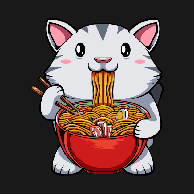 Ramen Kawaii Japanese Cute Cat Tasty Noodles by Funnyawesomedesigns