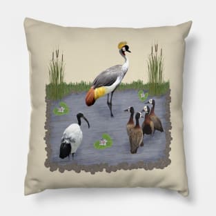 Birds - Crowncrane - Goose - Ibis - Africa Pillow