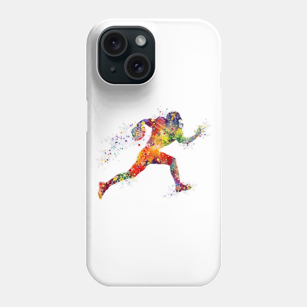 American Football Player Sports Watercolor Phone Case by LotusGifts