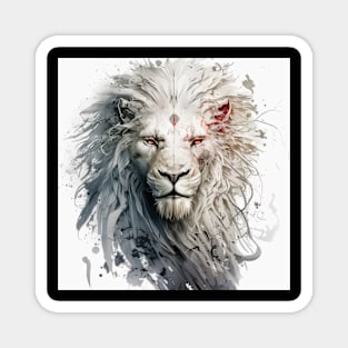 Lion Portrait Animal Painting Wildlife Outdoors Adventure Magnet