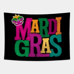 Mardi Gras Mask Masquerade Green Yellow Orange Tapestry