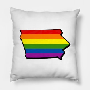 Rainbow Iowa Outline Pillow