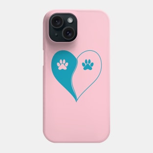 Love with pet footprint with paw and heart symbol graphic Phone Case