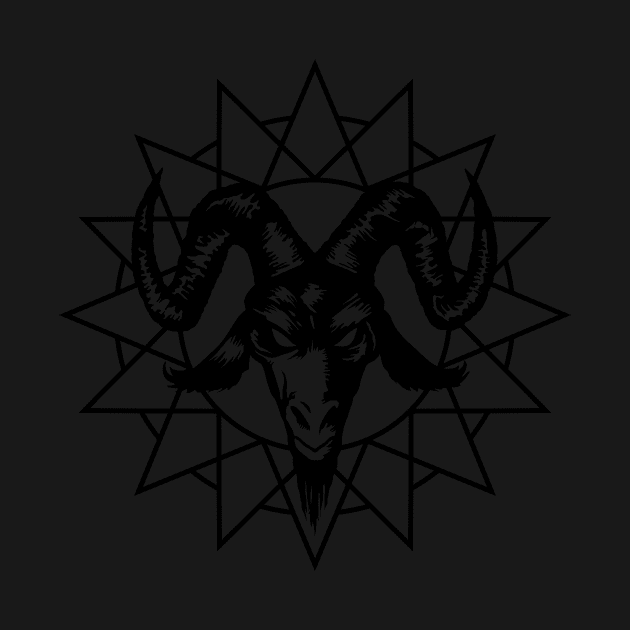 Satanic Goat Head with Chaos Star 1.2 (black) by Mystic-Land