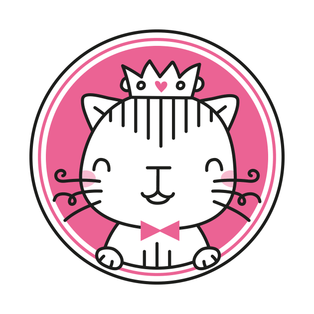 Pink cat princess with crown by illulief