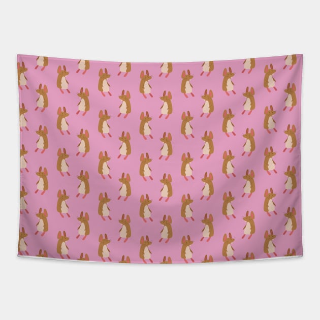 Brown Mouse Pink Pattern Tapestry by saradaboru