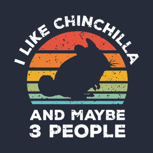 I Like Chinchilla and Maybe 3 People, Retro Vintage Sunset with Style Old Grainy Grunge Texture T-Shirt