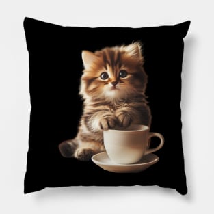 Purr-fect Brews: Where Cats and Coffee Converge Pillow