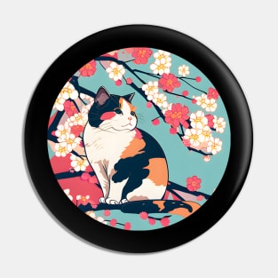 Cherry Blossom Cat Sakura Japanese Kawaii - Funny Cats Pin