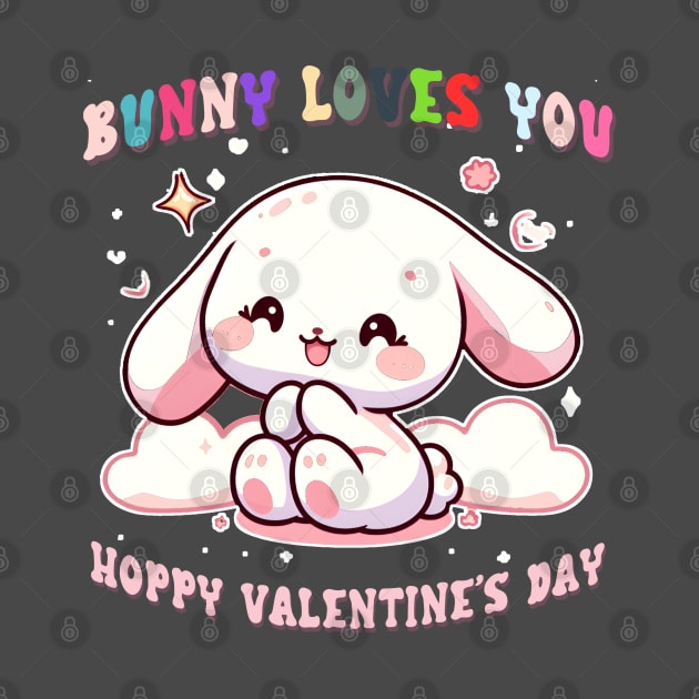 Adorable Rabbit in Shades of Pink, Blue, Red, and White: A Valentine's Day Delight by PopArtyParty