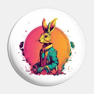 Anthropomorphic bunny, pop art Pin