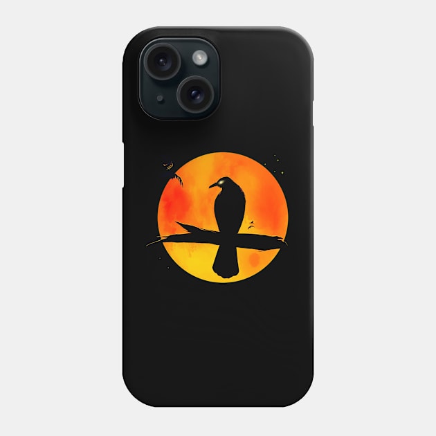 Orange Moon Crow Phone Case by Karatefinch