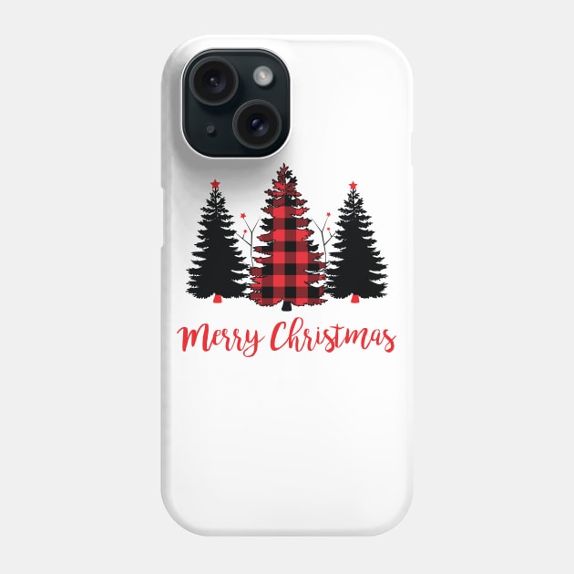 Christmas Red Plaid Trees Phone Case by printonmerch