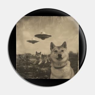 Shiba Inu Dog UFO Invasion Pin