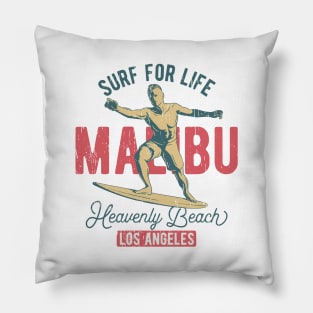 Malibu Surfing retro Pillow