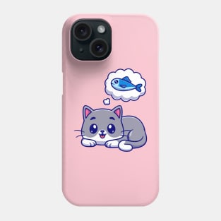 Cute Cat Thinking Fish Cartoon Phone Case