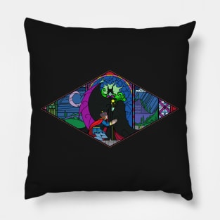 Stained Glass Dark Fairy Curse Pillow