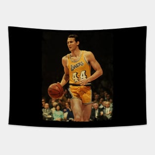 Jerry West - Vintage Design Of Basketball Tapestry