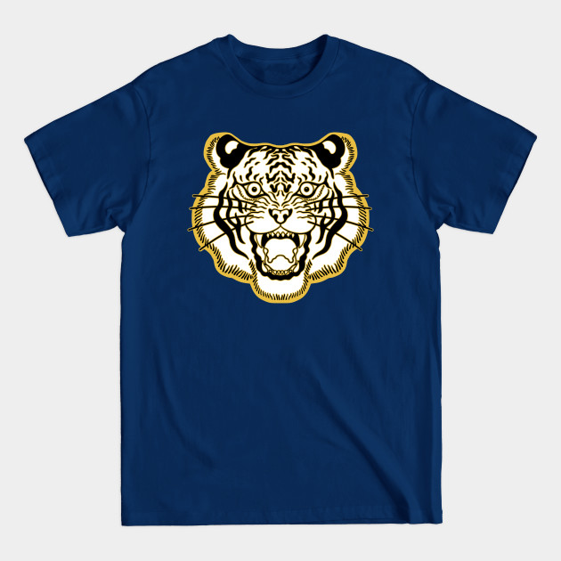 Disover White and Gold Traditional Tiger Face - Tiger Face Tattoo - T-Shirt