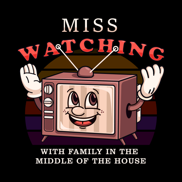 Miss Watching TV, retro TV cartoon mascot by Vyndesign